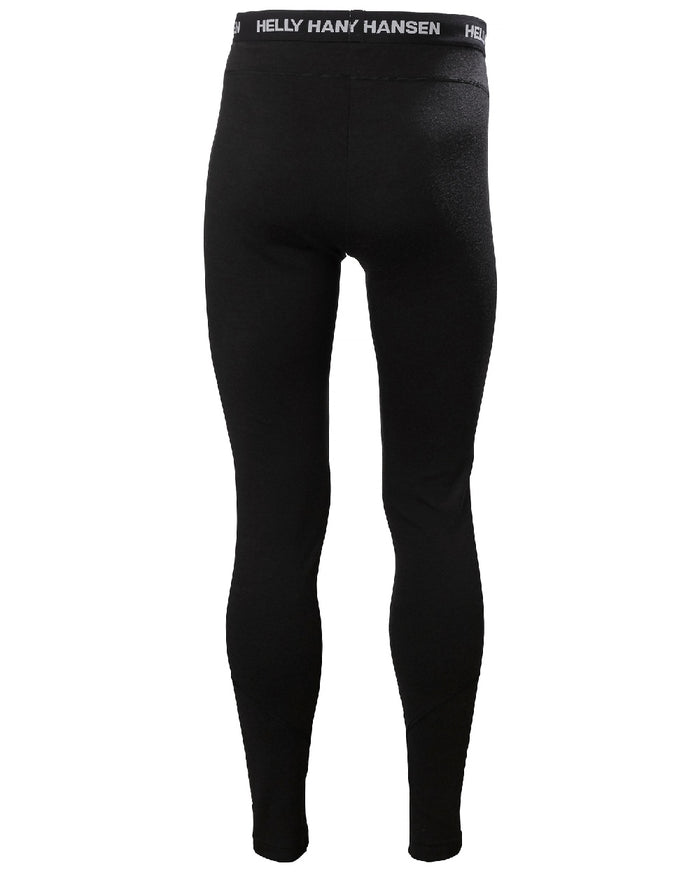 Black Coloured Helly Hansen Mens Lifa Merino Midweight 2-In-1 Base Layer Pants on white background #colour_black