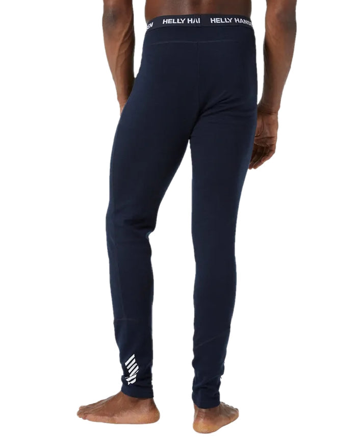 Navy Coloured Helly Hansen Mens Lifa Merino Midweight 2-In-1 Base Layer Pants on white background #colour_navy