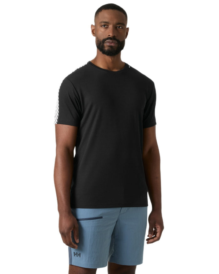 Black coloured Helly Hansen Mens HH LIFA T-Shirt on white background #colour_black