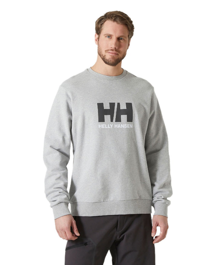 Grey Melange coloured Helly Hansen Logo Crew Sweatshirt 2.0 on white background #colour_grey-melange