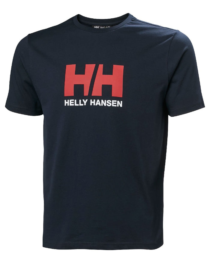 Navy coloured Helly Hansen Mens Logo T-Shirt 3.0 on white background #colour_navy