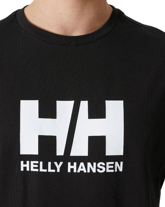 Black coloured Helly Hansen Mens Logo T-Shirt 3.0 on white background #colour_black