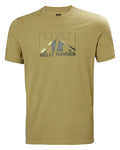 Sage coloured Helly Hansen Mens Nord Graphic T-Shirt on white background #colour_sage