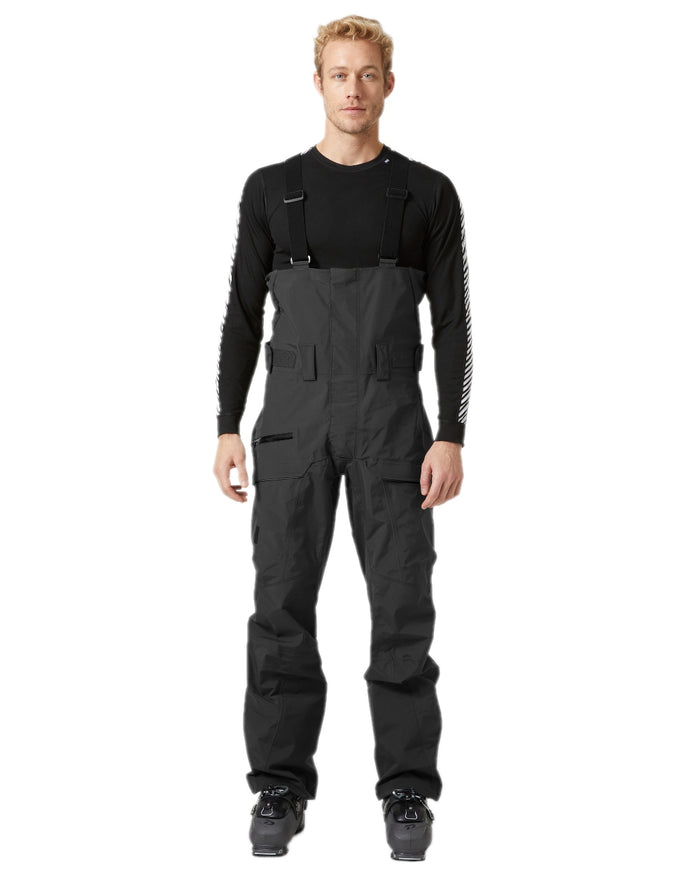 Black Coloured Helly Hansen Mens Sogn Bib Shell Pant on white background #colour_black
