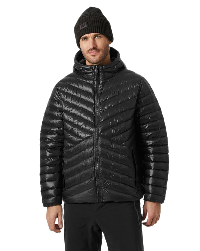Black Coloured Helly Hansen Mens Stowe Down Jacket on white background #colour_black