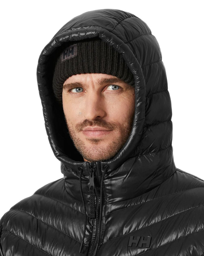 Black Coloured Helly Hansen Mens Stowe Down Jacket on white background #colour_black