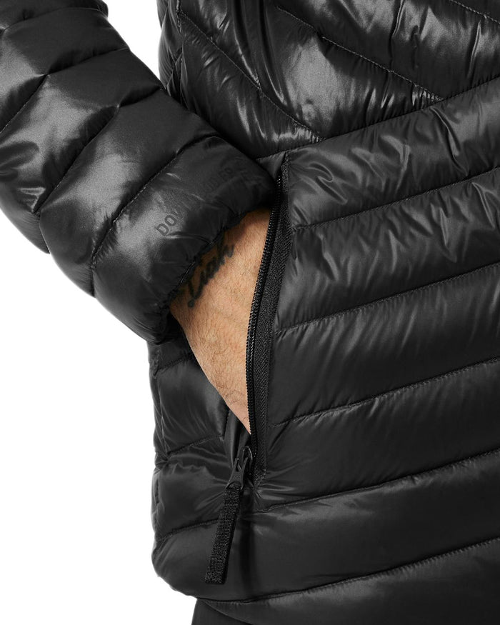 Black Coloured Helly Hansen Mens Stowe Down Jacket on white background #colour_black