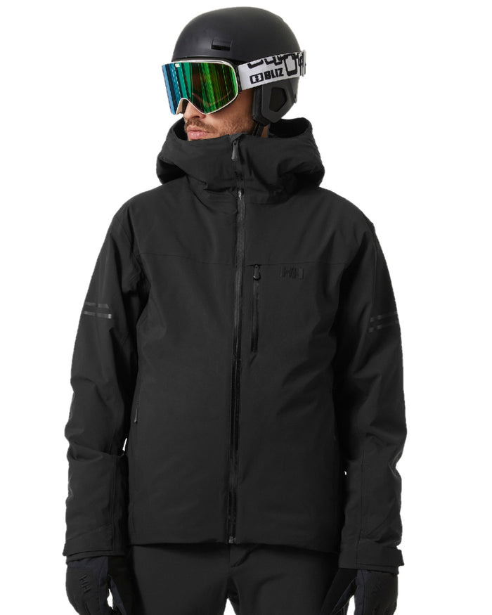 Black Coloured Helly Hansen Mens Swift Team Insulated Ski Jacket on white background #colour_black