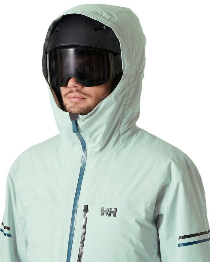 Green Mist Coloured Helly Hansen Mens Swift Team Insulated Ski Jacket on white background #colour_green-mist