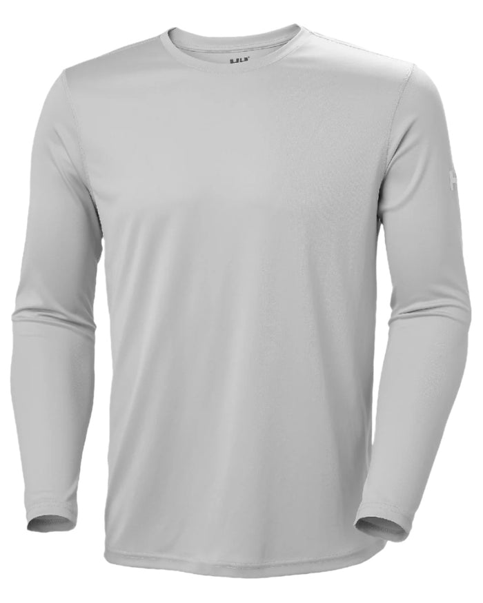 Grey Fog coloured Helly Hansen Mens Tech Crew Long Sleeve T-Shirt 2.0 on white background #colour_grey-fog