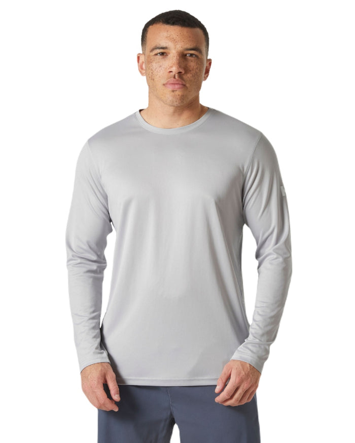 Grey Fog coloured Helly Hansen Mens Tech Crew Long Sleeve T-Shirt 2.0 on white background #colour_grey-fog