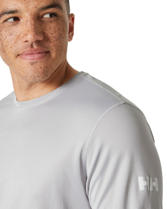 Grey Fog coloured Helly Hansen Mens Tech Crew Long Sleeve T-Shirt 2.0 on white background #colour_grey-fog