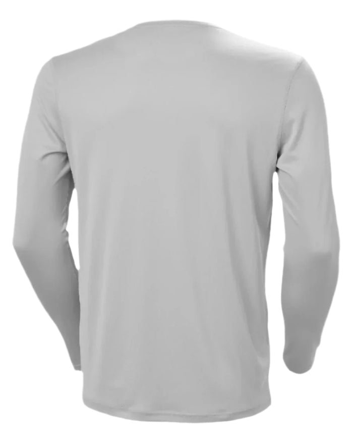 Grey Fog coloured Helly Hansen Mens Tech Crew Long Sleeve T-Shirt 2.0 on white background #colour_grey-fog