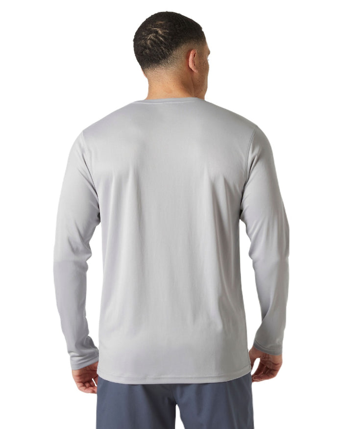 Grey Fog coloured Helly Hansen Mens Tech Crew Long Sleeve T-Shirt 2.0 on white background #colour_grey-fog
