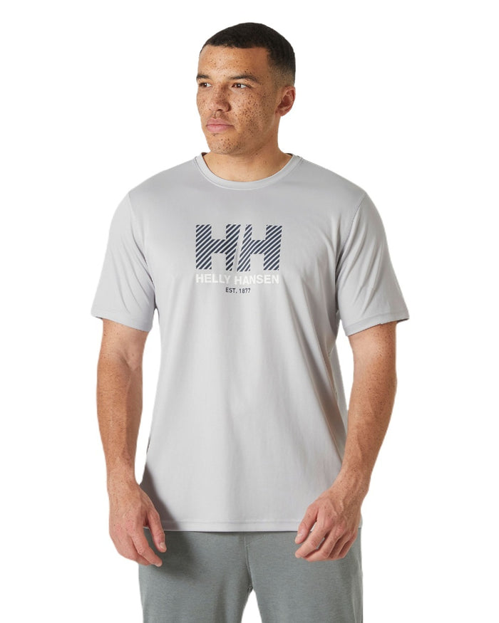Grey Fog coloured Helly Hansen Mens Tech Graphic T-Shirt 2.0 on white background #colour_grey-fog
