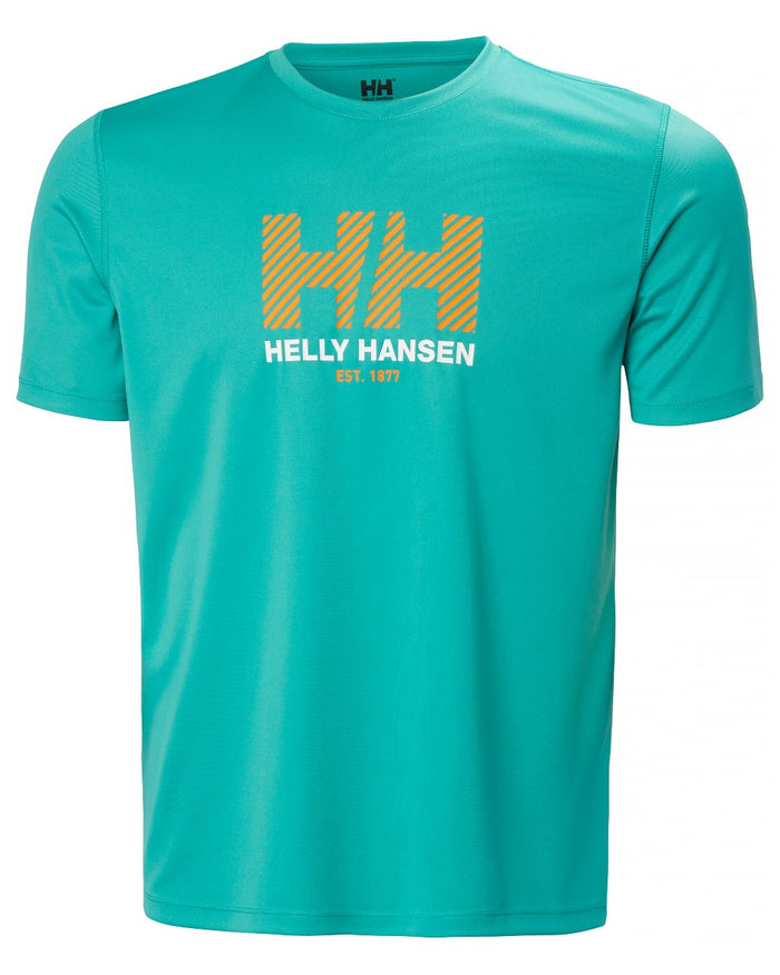 Dark Mint coloured Helly Hansen Mens Tech Graphic T-Shirt 2.0 on white background #colour_dark-mint
