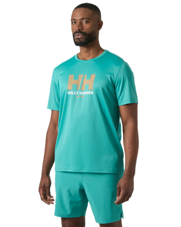 Dark Mint coloured Helly Hansen Mens Tech Graphic T-Shirt 2.0 on white background #colour_dark-mint