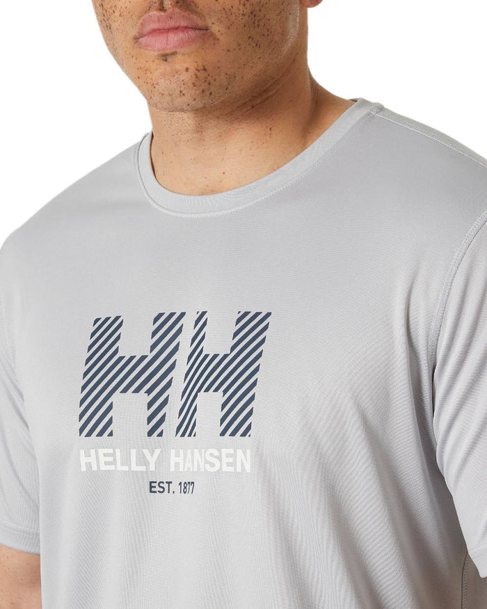 Grey Fog coloured Helly Hansen Mens Tech Graphic T-Shirt 2.0 on white background #colour_grey-fog