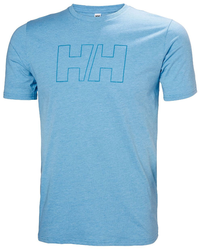 Cyan coloured Helly Hansen Mens Tech Logo T-Shirt on white background #colour_cyan