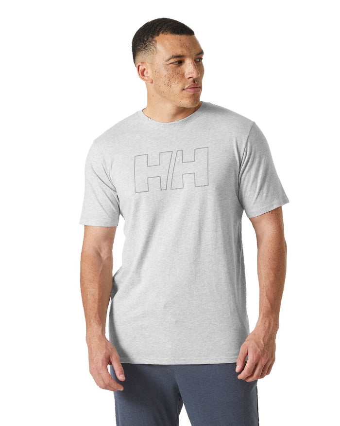 Grey Melange coloured Helly Hansen Mens Tech Logo T-Shirt on white background #colour_grey-melange