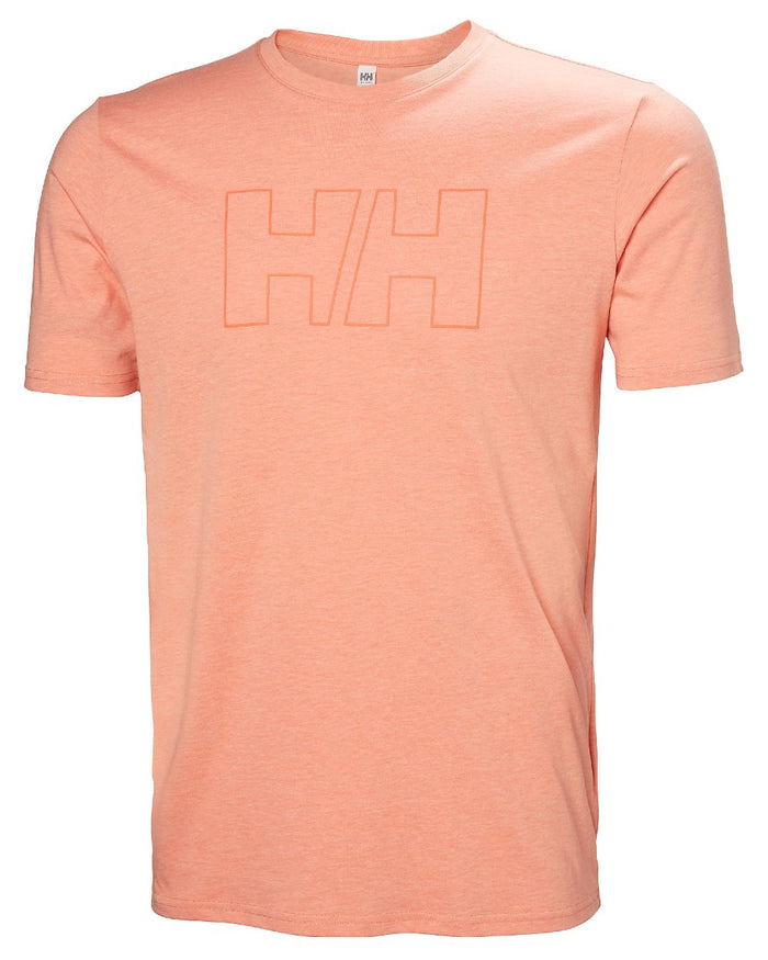 Bonfire coloured Helly Hansen Mens Tech Logo T-Shirt on white background #colour_bonfire