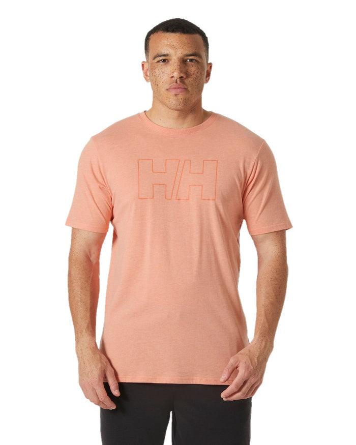 Bonfire coloured Helly Hansen Mens Tech Logo T-Shirt on white background #colour_bonfire