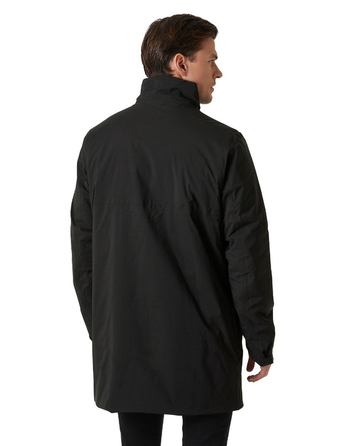 Black Coloured Helly Hansen Mens Urban Pro Insulated Raincoat on white background #colour_black