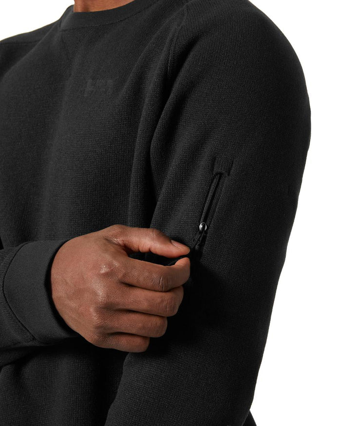 Black coloured Helly Hansen Mens Varde Crewneck on white background #colour_black