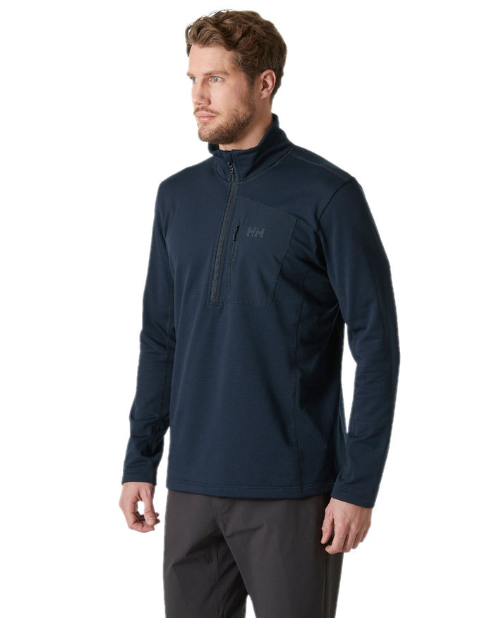 Navy Coloured Helly Hansen Mens Versalite Half Zip Fleece on white background #colour_navy