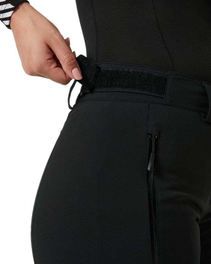 Black Coloured Helly Hansen Womens Alphelia 2.0 Insulated Ski Pants on white background #colour_black