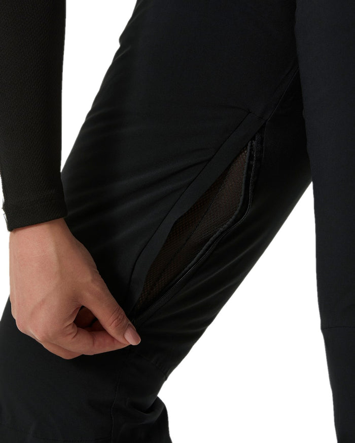 Black Coloured Helly Hansen Womens Alphelia 2.0 Insulated Ski Pants on white background #colour_black