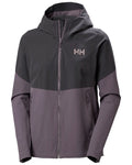Smoked Purple Coloured Helly Hansen Womens Blaze Hooded Softshell Jacket on white background #colour_smoked-purple