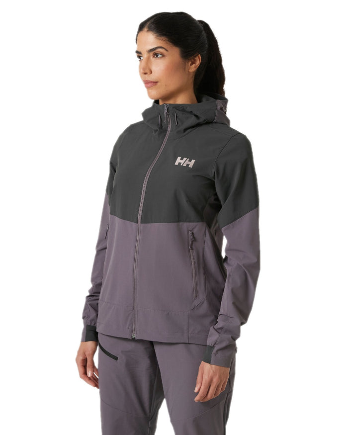 Smoked Purple Coloured Helly Hansen Womens Blaze Hooded Softshell Jacket on white background #colour_smoked-purple