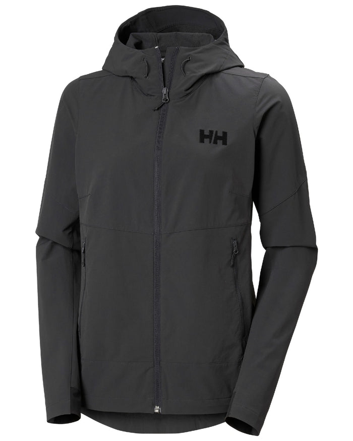 Ebony Coloured Helly Hansen Womens Blaze Hooded Softshell Jacket on white background #colour_ebony