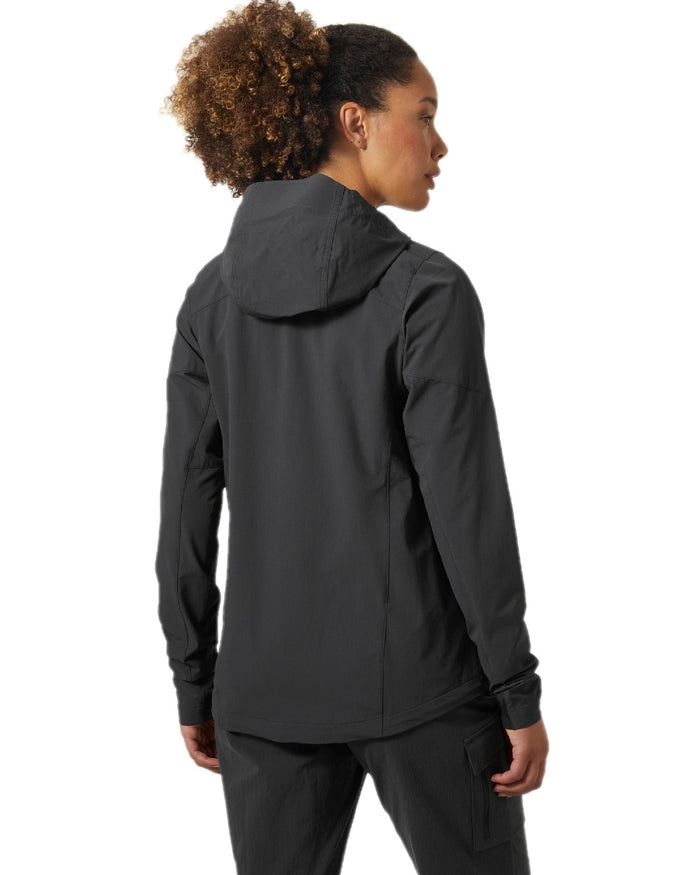 Ebony Coloured Helly Hansen Womens Blaze Hooded Softshell Jacket on white background #colour_ebony