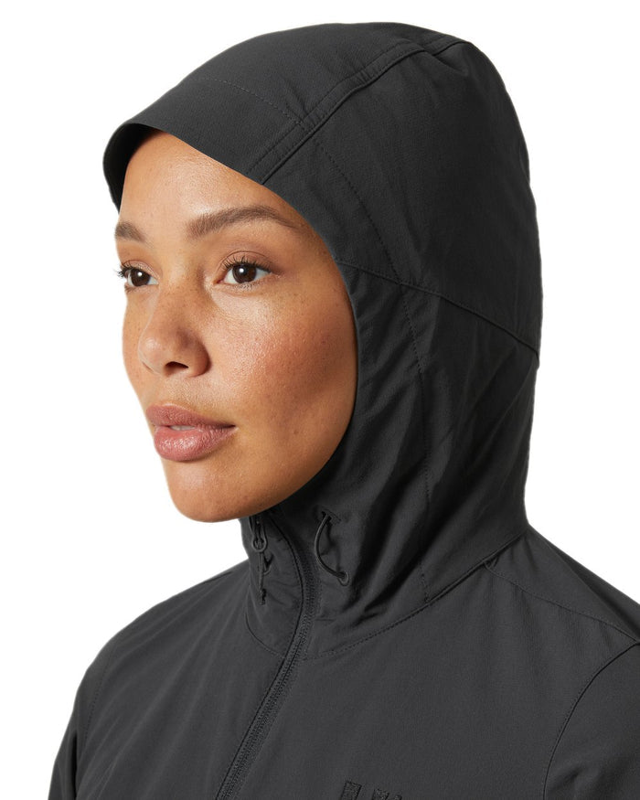 Ebony Coloured Helly Hansen Womens Blaze Hooded Softshell Jacket on white background #colour_ebony