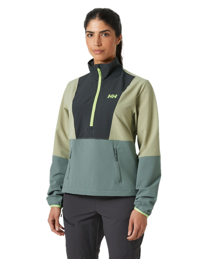 Grey Cactus Ebony coloured Helly Hansen Womens Cascade Shield Anorak on white background #colour_grey-cactus-ebony