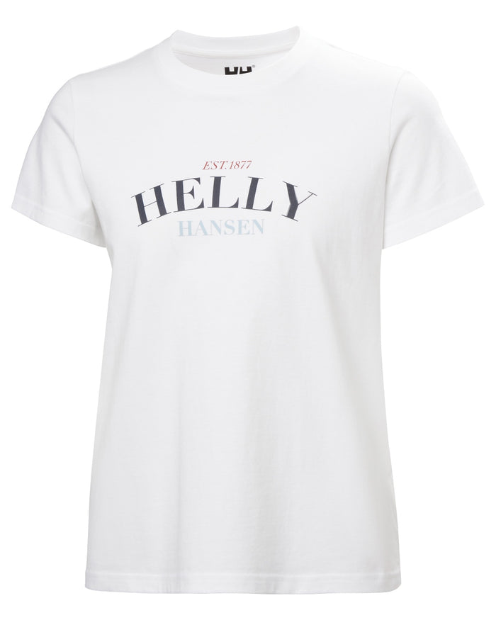 White coloured Helly Hansen Womens Core Graphic T-Shirt 2.0 on white background #colour_white