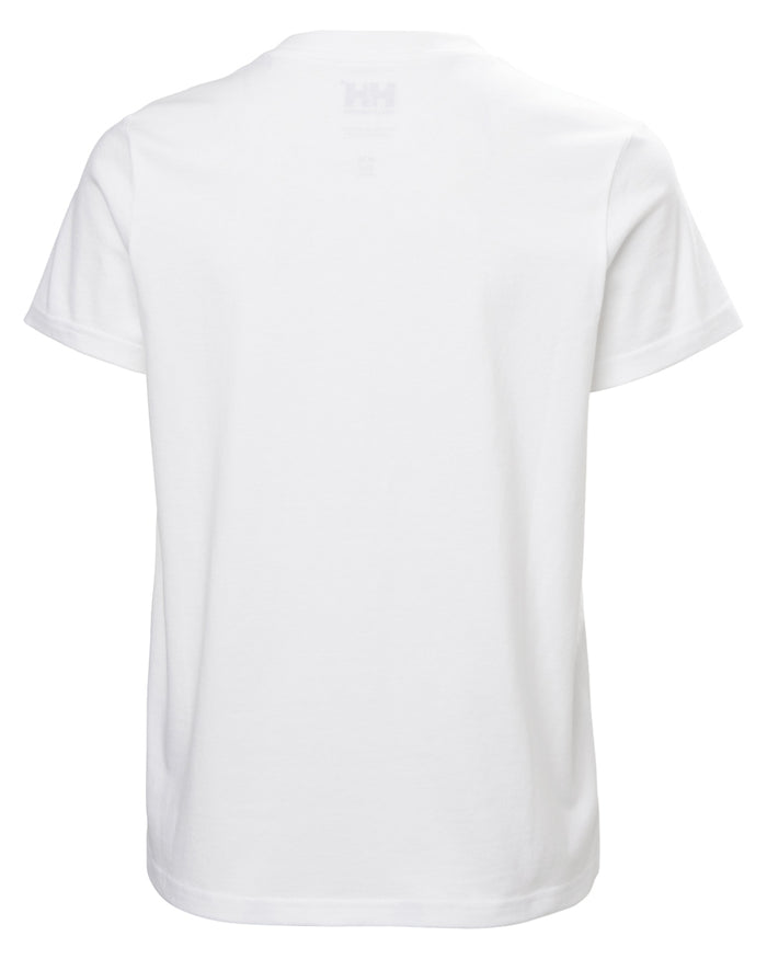 White coloured Helly Hansen Womens Core Graphic T-Shirt 2.0 on white background #colour_white