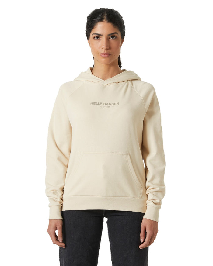 Cream coloured Helly Hansen Womens Core Hoodie on white background #colour_cream