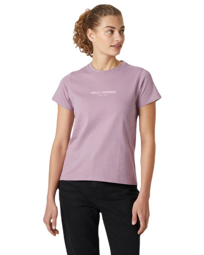 Purple Clay coloured Helly Hansen Womens Core T-Shirt 2.0 on white background #colour_purple-clay