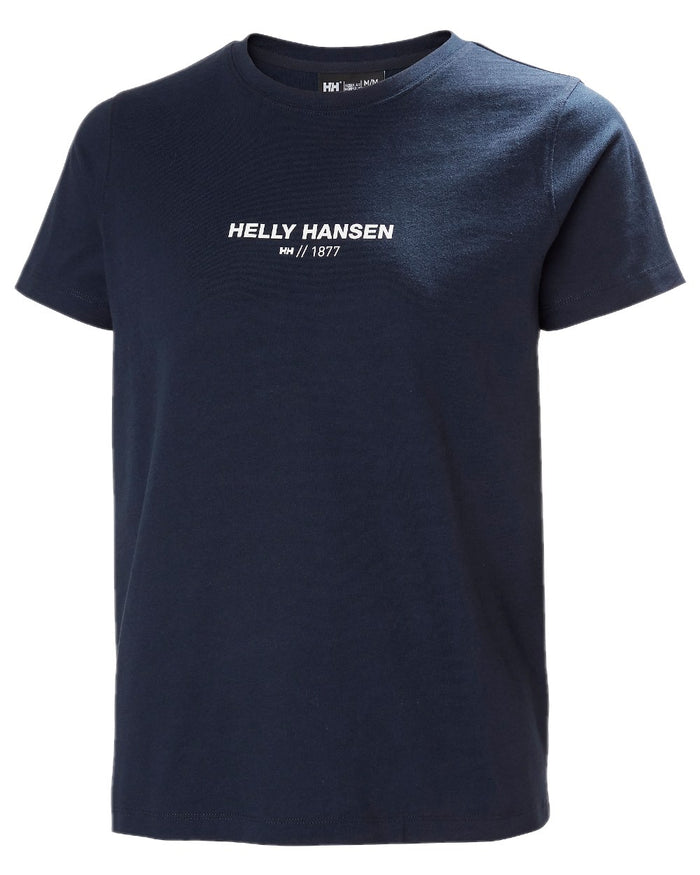 Navy coloured Helly Hansen Womens Core T-Shirt 2.0 on white background #colour_navy