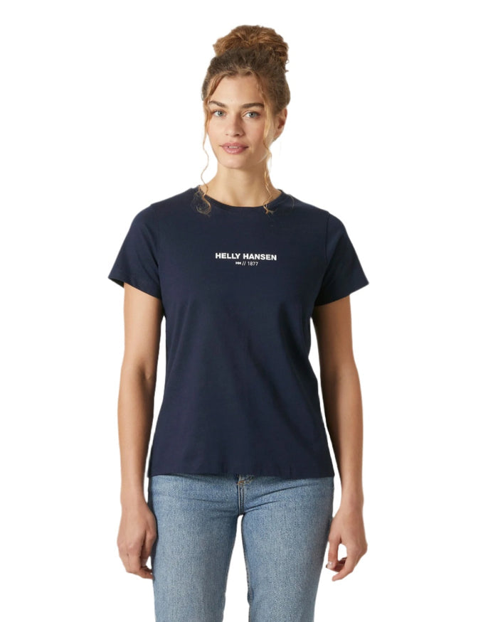 Navy coloured Helly Hansen Womens Core T-Shirt 2.0 on white background #colour_navy