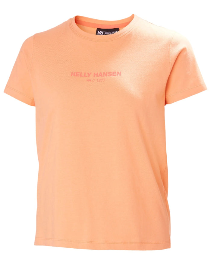 Melon coloured Helly Hansen Womens Core T-Shirt 2.0 on white background #colour_melon