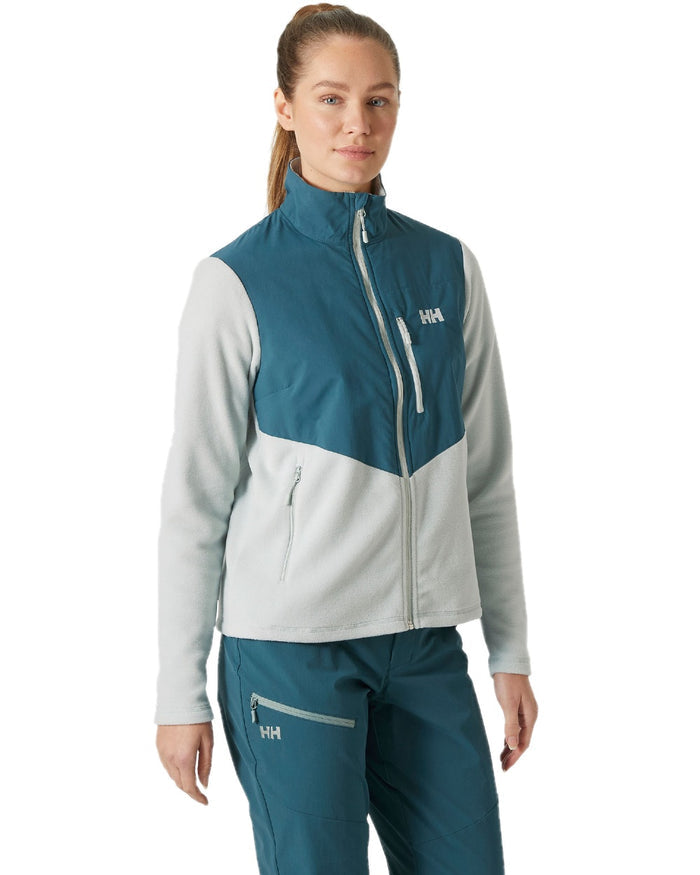 Green Mist coloured Helly Hansen Womens Daybreaker Block Fleece Jacket on white background #colour_green-mist
