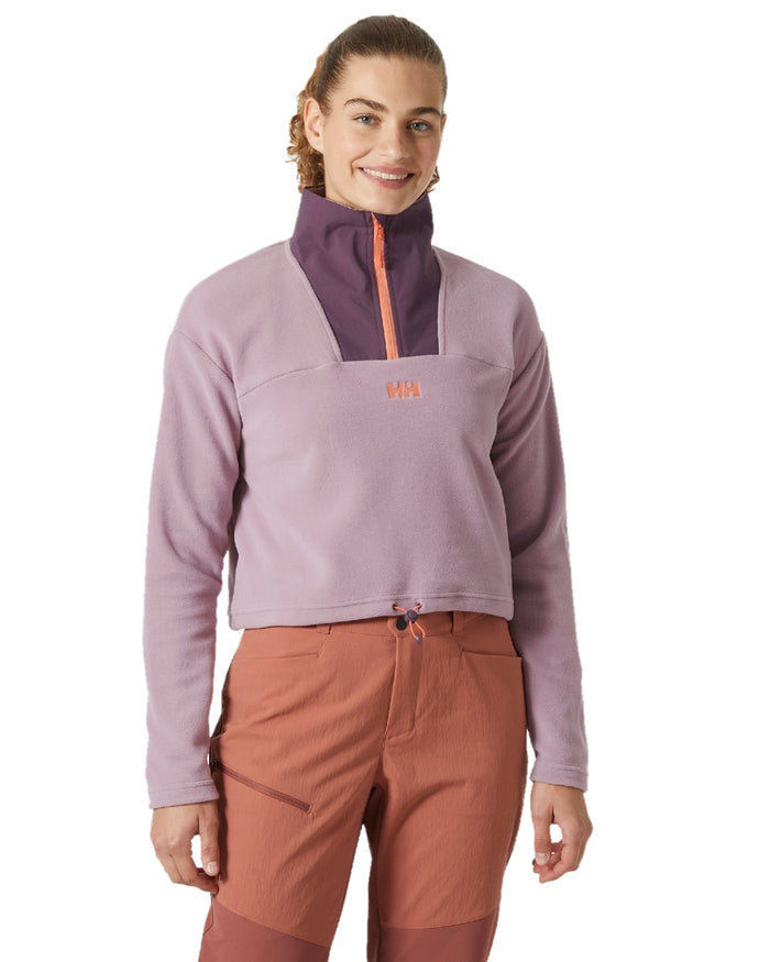 Purple Clay Helly Hansen Womens Daybreaker Cropped Fleece Jacket on white background #colour_purple-clay