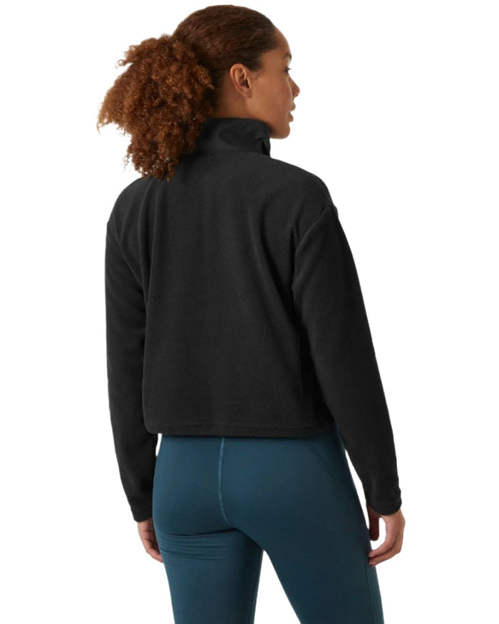 Black Coloured Helly Hansen Womens Daybreaker Cropped Fleece Jacket on white background #colour_black