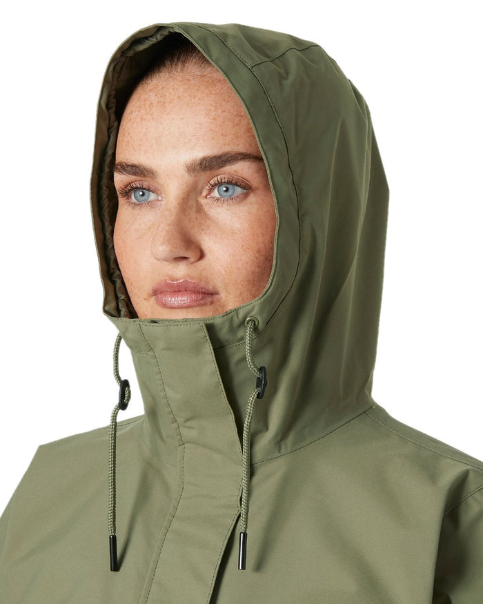 Lav Green coloured Helly Hansen Womens Escape Utility Raincoat on white background #colour_lav-green
