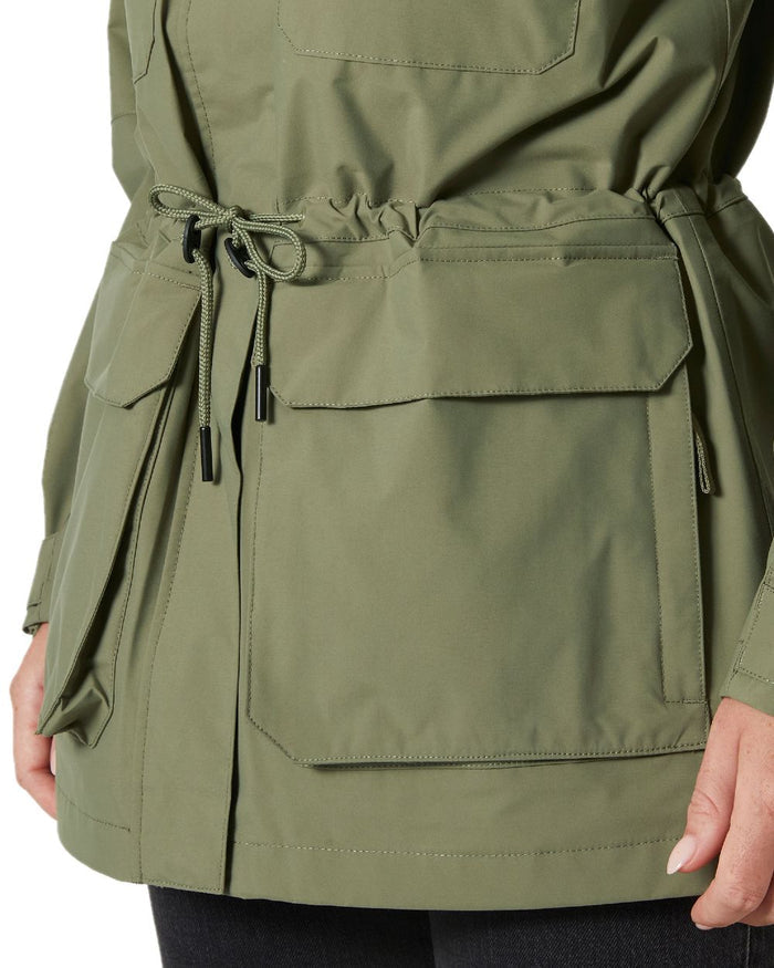 Lav Green coloured Helly Hansen Womens Escape Utility Raincoat on white background #colour_lav-green