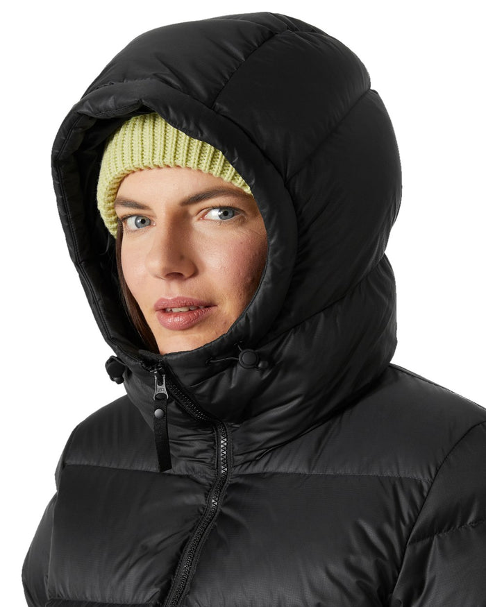Black Coloured Helly Hansen Womens Essence Down Jacket on white background #colour_black